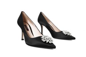 Crystal-embellished heels; how big they are right now?