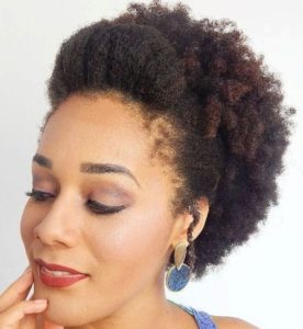 pulled back curls with bump bangs