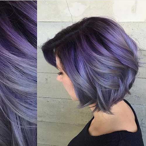 16.Short Hair Color Purple Colored Bob