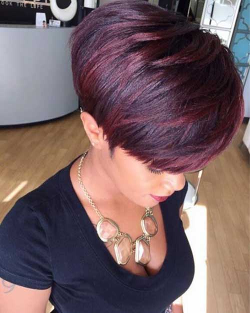 15.Short Hair Color Burgundy Pixie