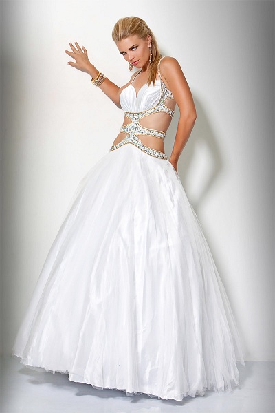 Floor Length Sweetheart Open Back