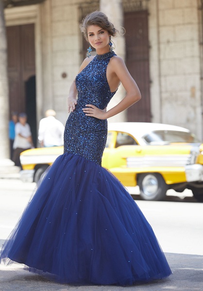 Tulle Skirt Attached Mermaid Prom Dress