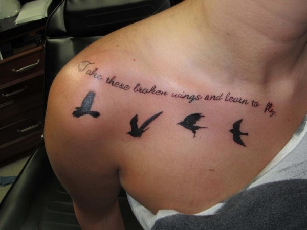 Collarbone Writing Tattoos