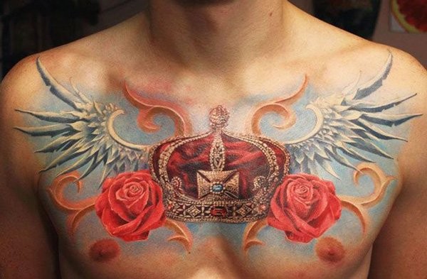Crown Tattoo On Chest
