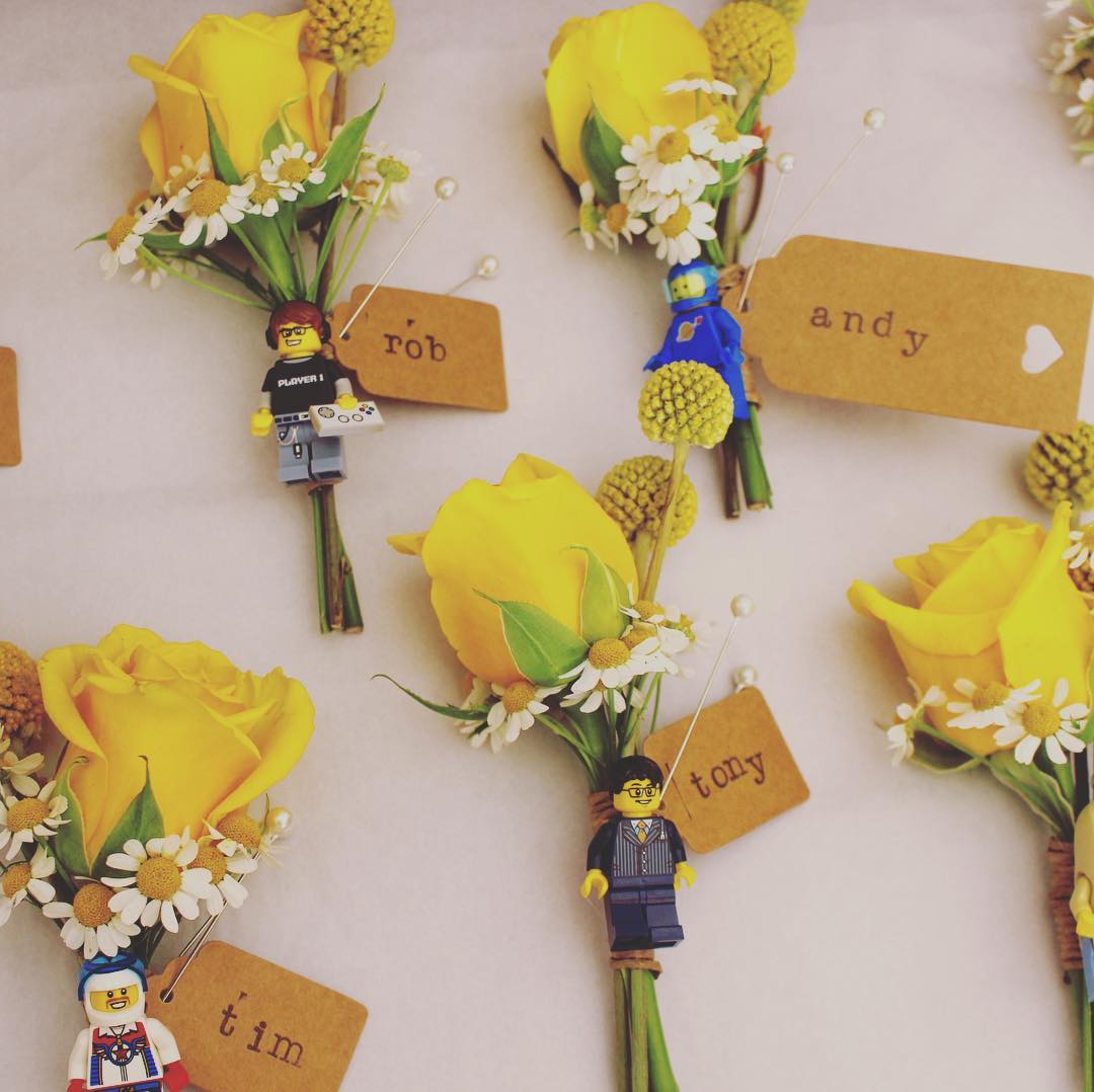 Cute Spring Wedding Lego Buttonholes