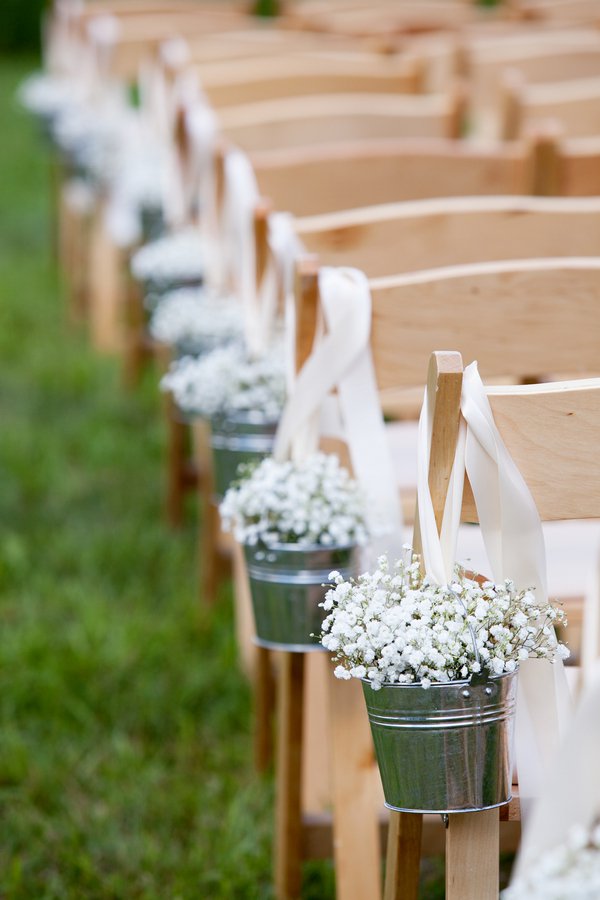 Little Buckets With White Flowers