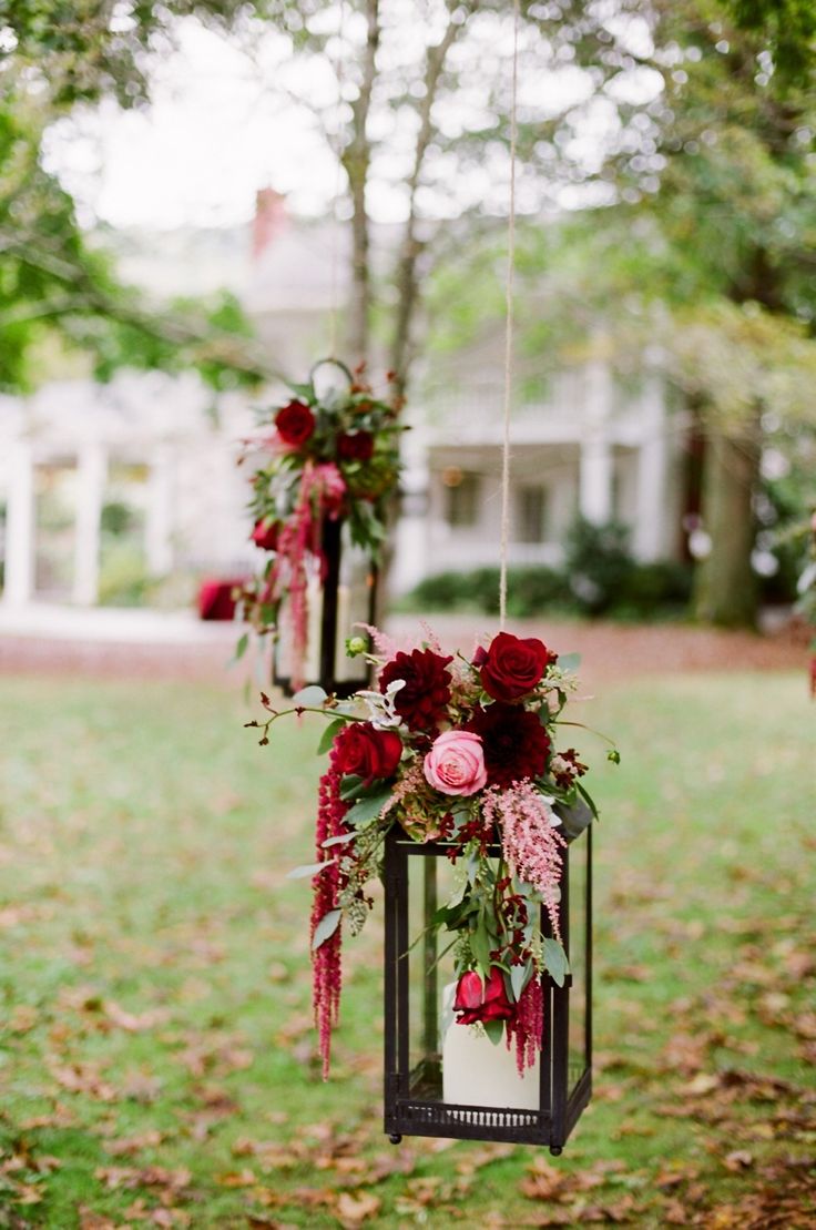 Red Flowers On Black Lantern