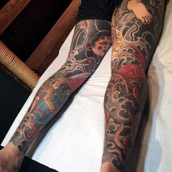 Full Leg Tattoo For Girl