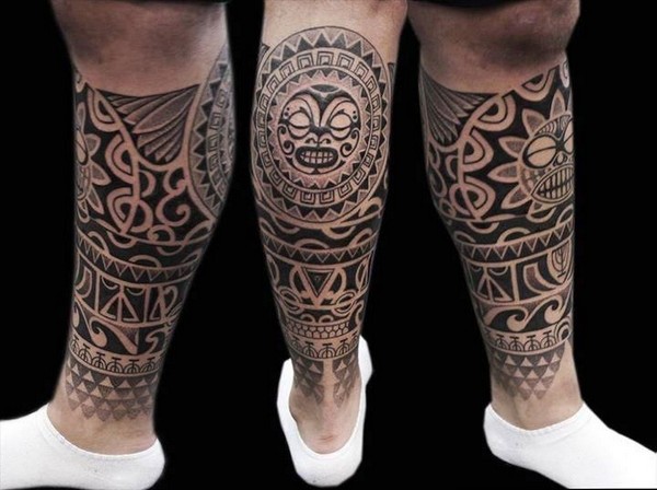 Polynesian Leg Tattoo
