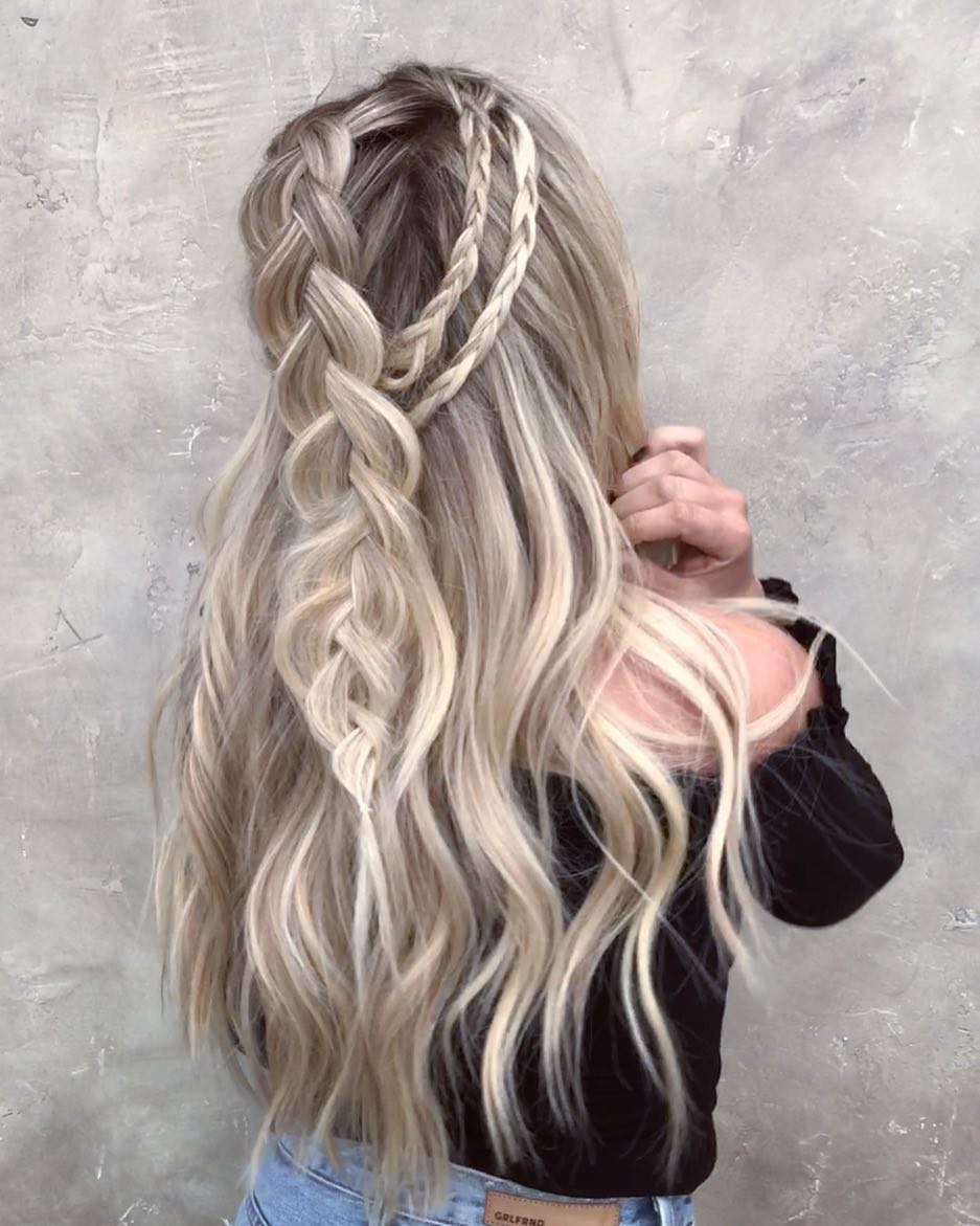 Messy Braided Hairstyle with Long Hair, Women Long Hairstyles for Summer